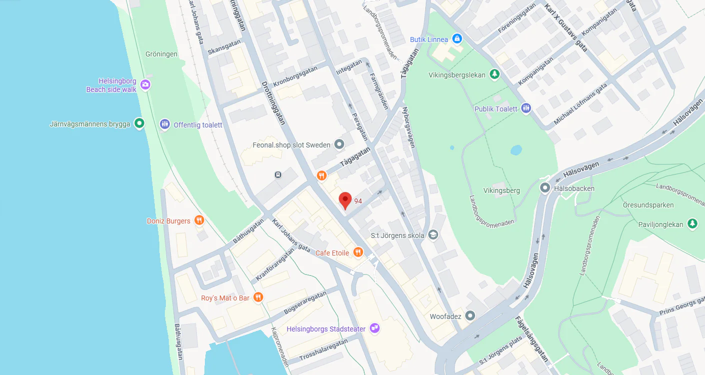Karta till drottninggatan 94 i Helsingborg