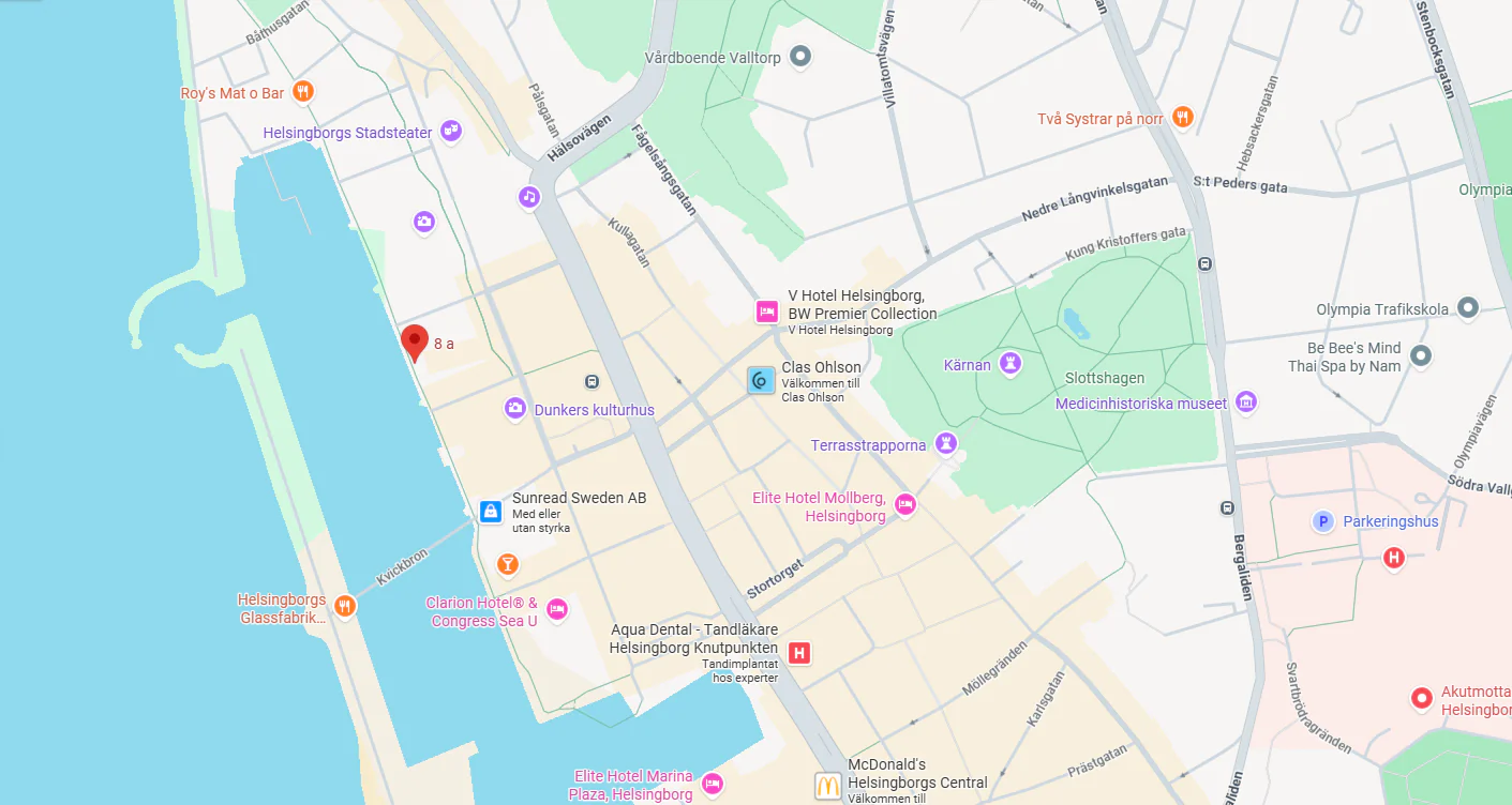 Karta till Kajpromenaden 8A i Helsingborg